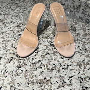 Nude clear strap heel, size 7.5